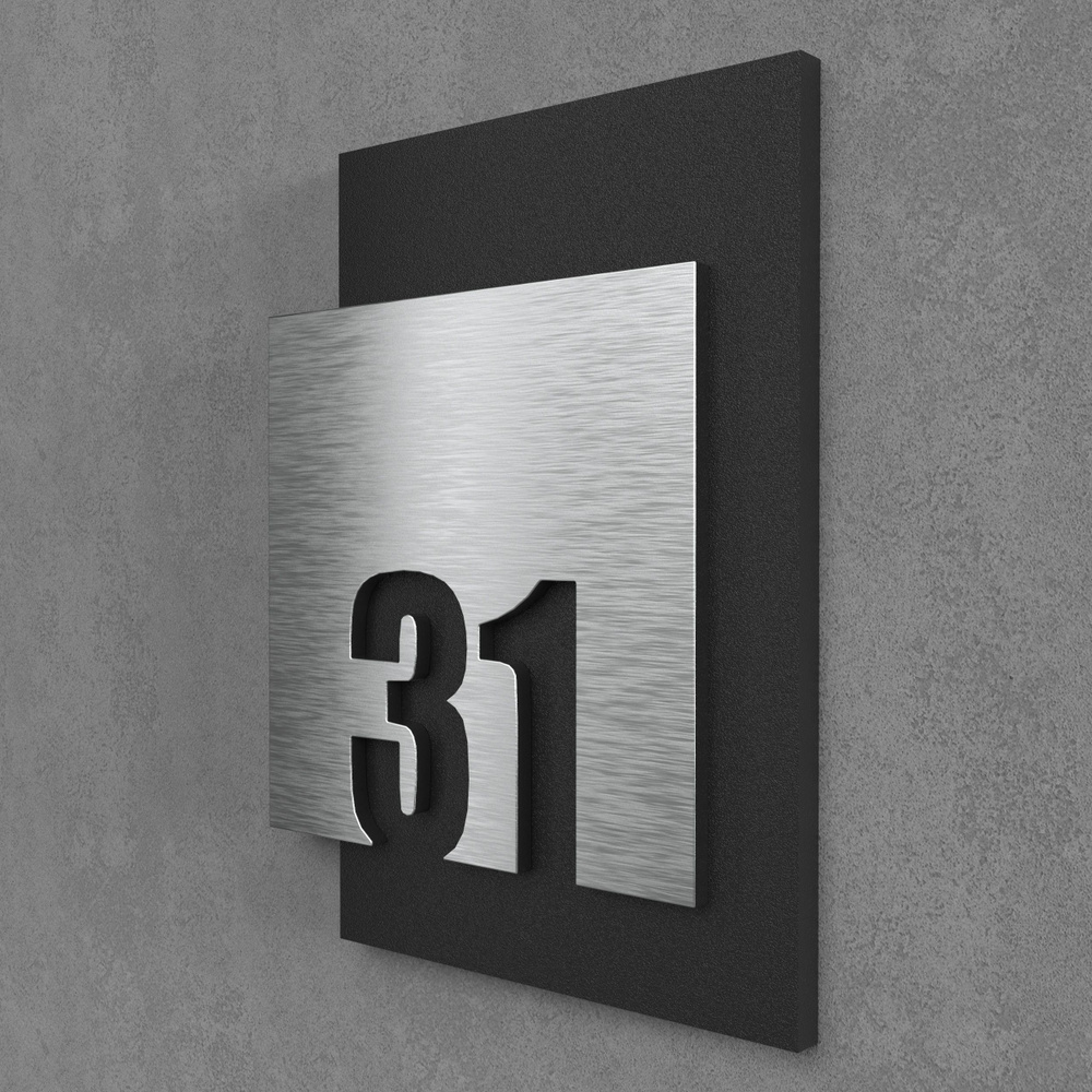 Цифры на дверь квартиры, табличка самоклеящаяся номер 31, 15х12см, царапанное серебро  #1