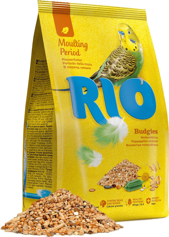 Корм для птиц сухой RIO / Рио Budgies для волнистых попугаев рацион в период линьки из проса и овса 500г #1