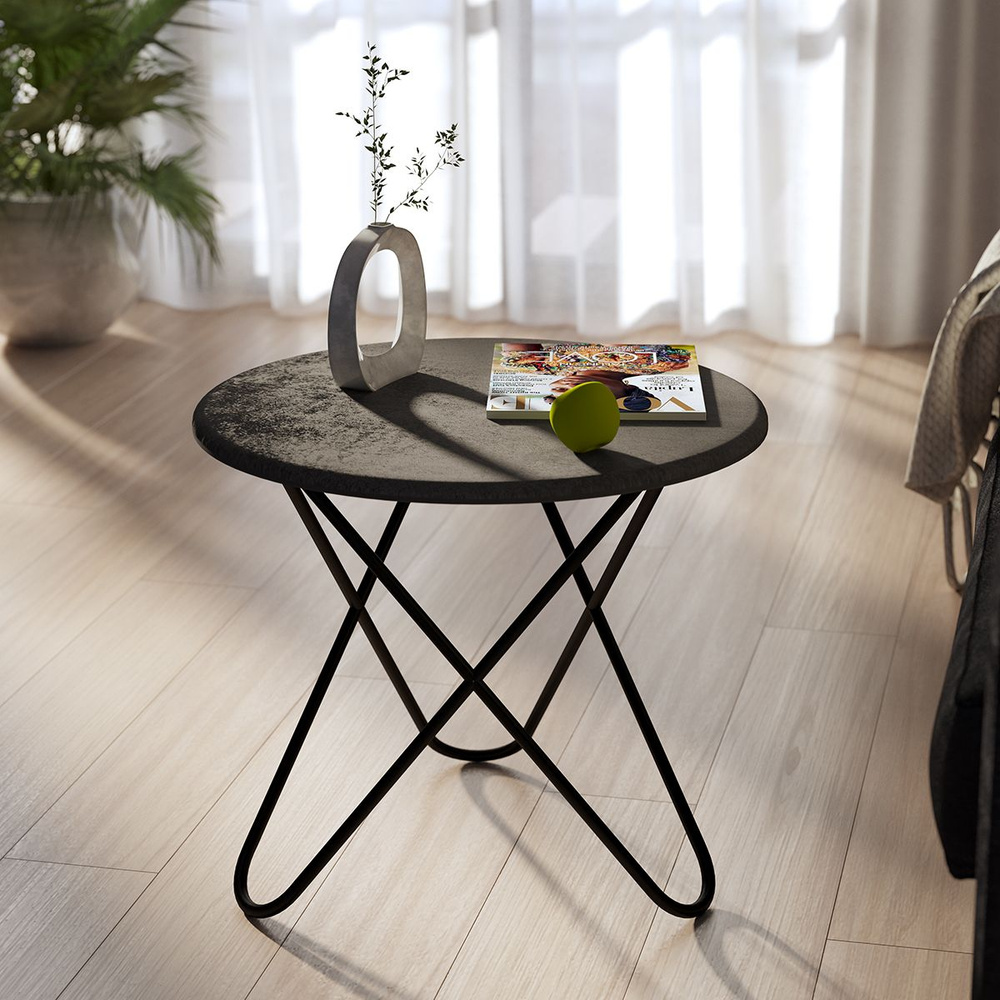 Журнальный столик Мебелик BeautyStyle 20 серый бетон/черный #1