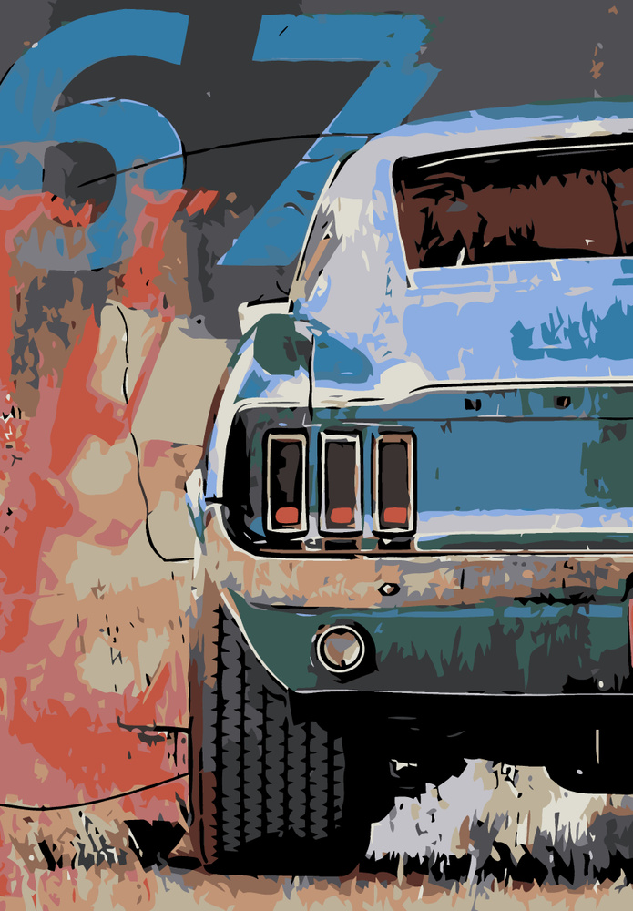 Картина по номерам " Машина Мустанг Autocar Mustang" холст на подрамнике 40*60  #1