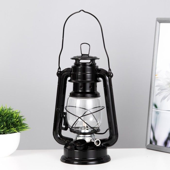 Керосиновая лампа декоративная черный 11,5х15х23 см #1