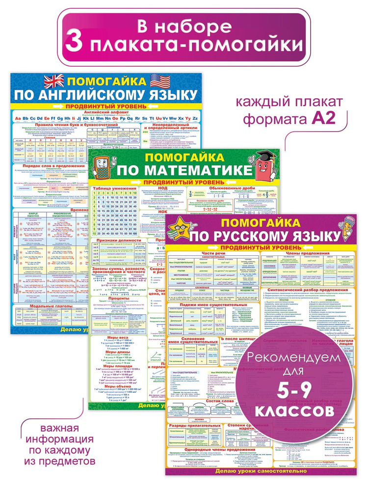 Комплект плакатов "Помогайки" , формат А2, картон , 44х60, 3 шт.  #1