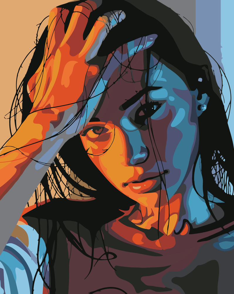Картина по номерам Hobruk "Девушка", на холсте на подрамнике 40х50, раскраска по номерам, набор для творчества, #1