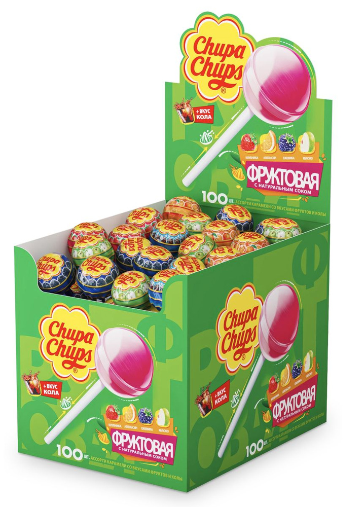 Chupa Chups карамель Фруктовая с натуральным соком, 100 шт по 12 г  #1