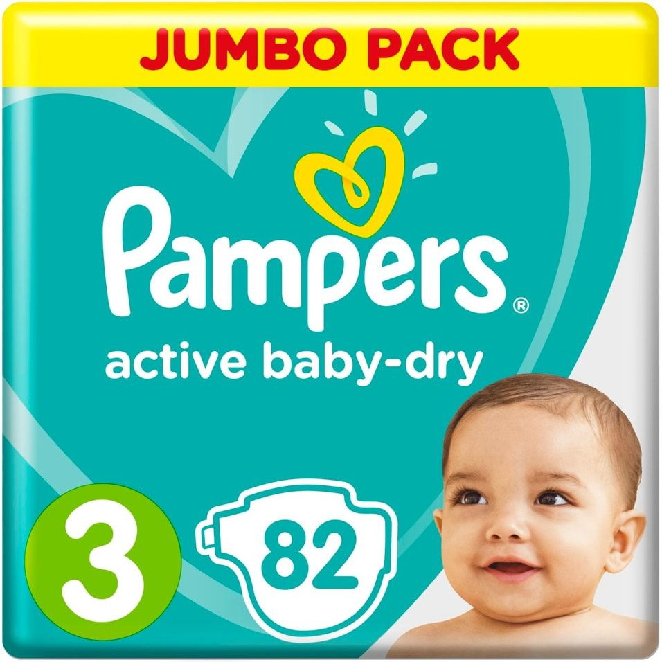Подгузники Pampers Active Baby-Dry 6-10кг Размер 3 82шт #1