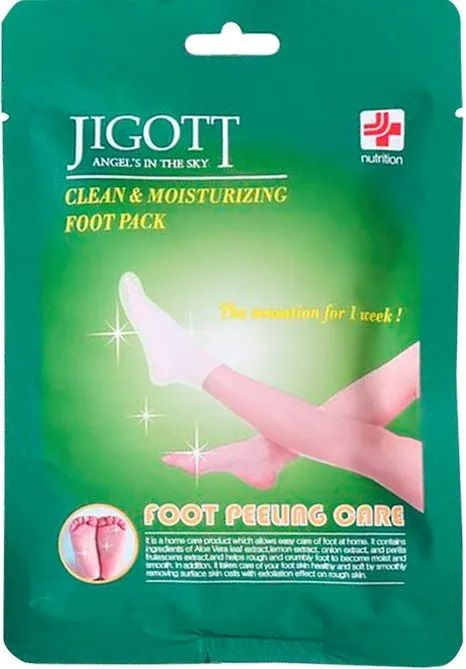 JIGOTT Маска-носочки для ног отшелушивающая увлажняющая JIGOTT CLEAN&MOISTURIZING FOOT PACK  #1