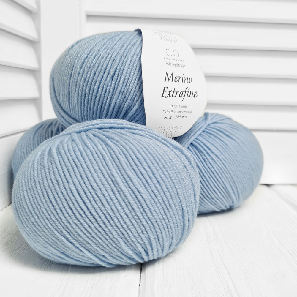 Пряжа Infinity Design - Merino Extrafine (6511 - голубой), 125м/50г, 3 шт. (Инфинити - Мерино Экстрафайн) #1