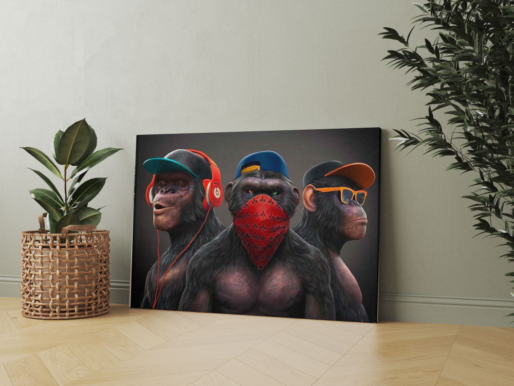 РА A-PRINT Картина ""Три мудрые обезьяны"", 100  х 60 см #1