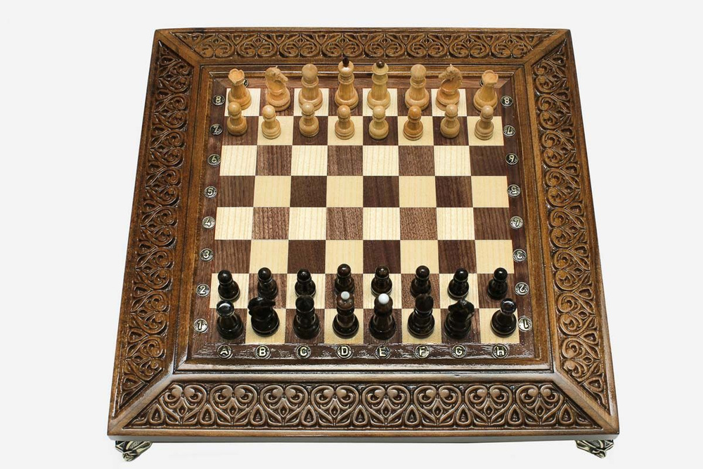 Резные шахматы "Классические с бронзовыми ножками" настольные игры  #1