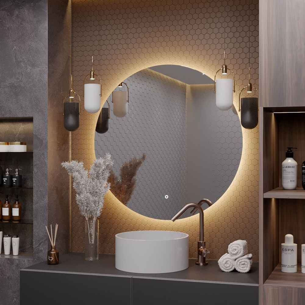 Зеркало круглое Муза D60 для ванной с тёплой LED-подсветкой  #1