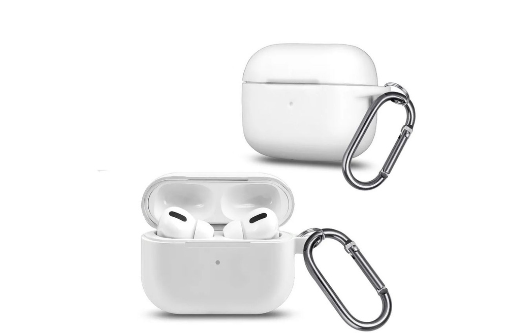 Силиконовый чехол для Airpods pro2 с карабином, белый #1