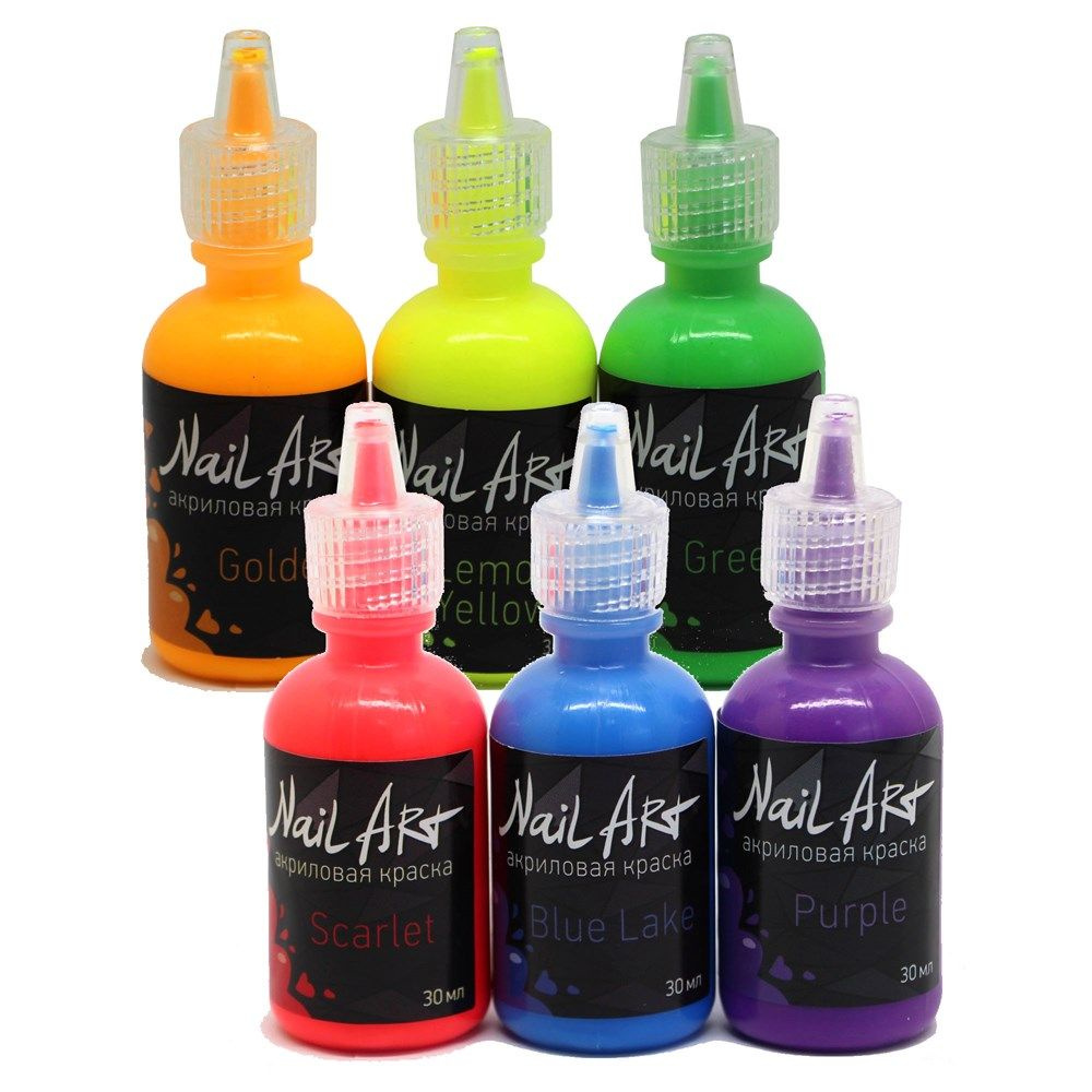 Набор красок для аэрографа Nail Art Neon; Ork's Workshop (6 цветов по 30мл.) Акриловые Флуоресцентные #1