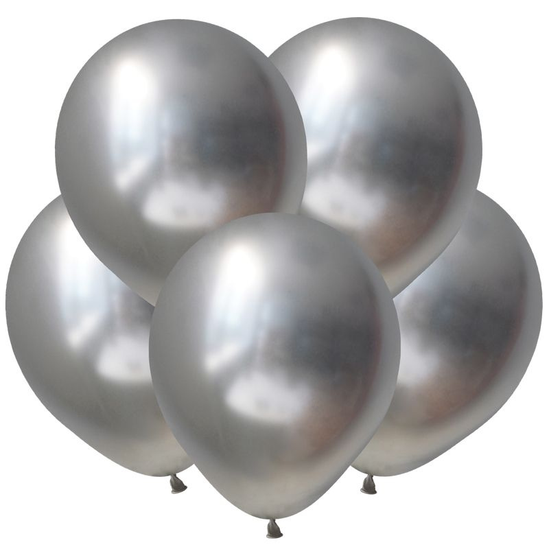 Набор воздушных шаров/Серебро, Зеркальные шары / Mirror Silver /25 см/50 шт.  #1
