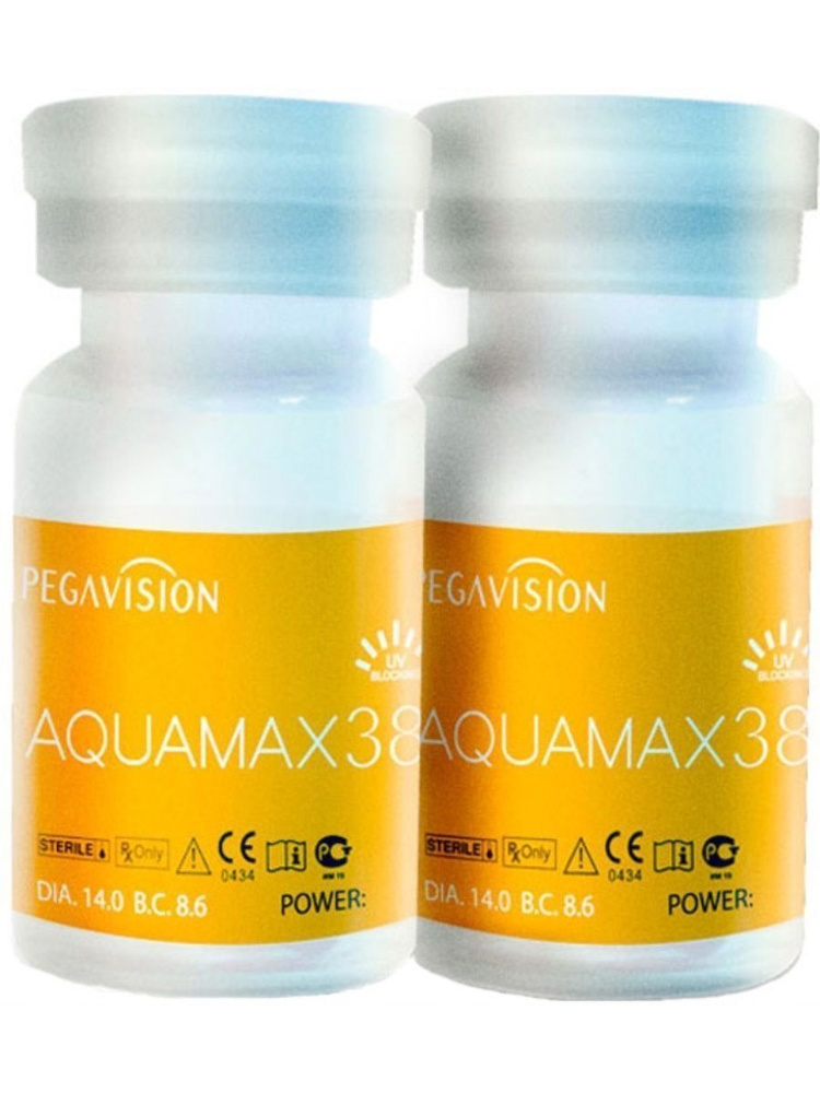 AQUAMAX 38 -1,50 / 14.0 / 8.6, 2 флакона (2 линзы) контактные полугодовые гидрогелевые. PEGAVISION Аквамакс #1