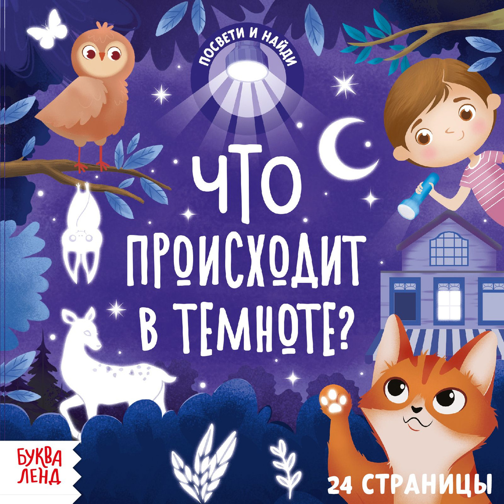 Книга игра, БУКВА-ЛЕНД "Что происходит в темноте?", 24 страницы, развивающая, книжка с фонариком, для #1