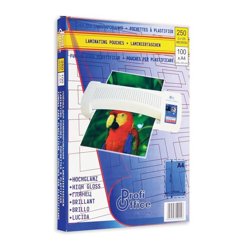 Пленка для ламинирования ProfiOffice, А4, 216x303 мм, 125 мкм, 100 штук в упаковке, глянцевая  #1