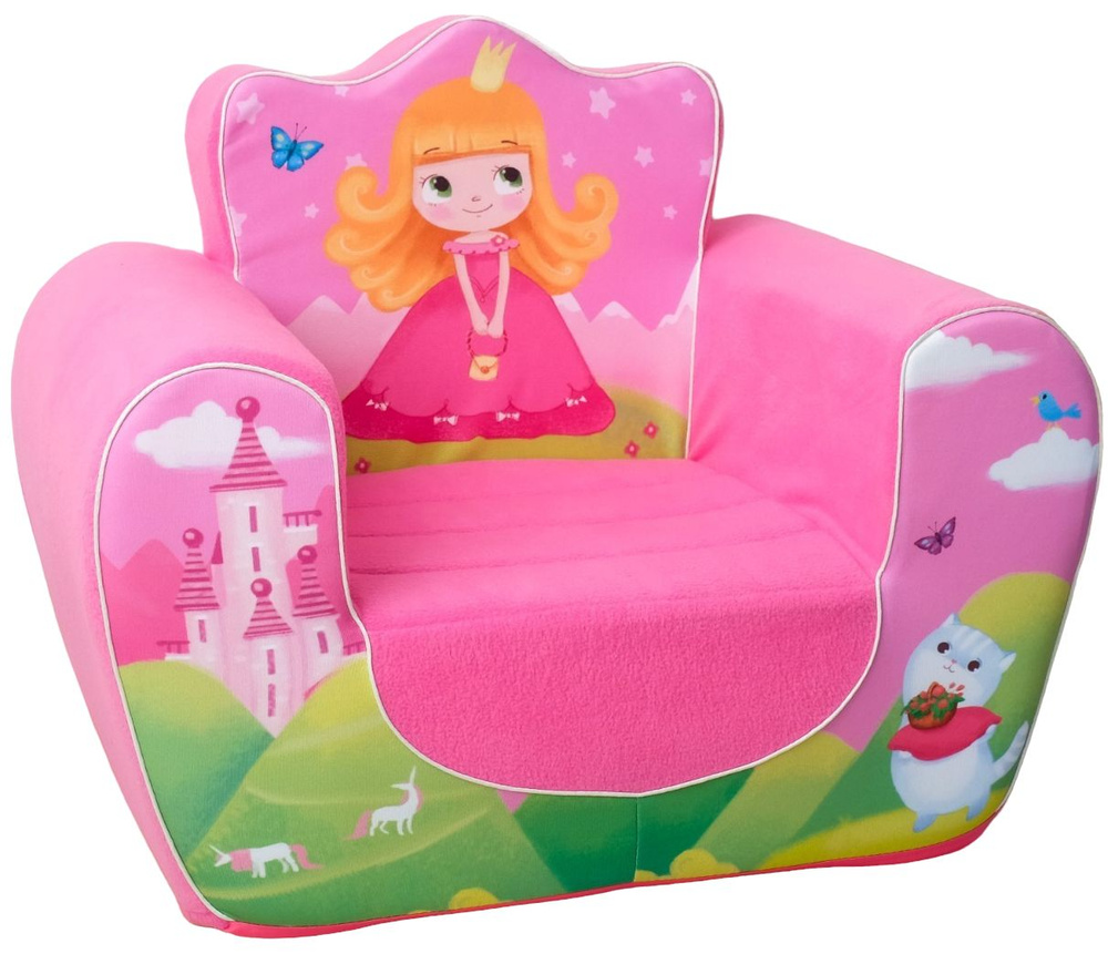 Мягкая игрушка кресло "Принцесса", мебель в детскую комнату, цвет розовый  #1