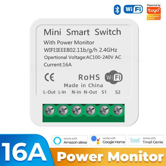 Реле в подрозетник mini (одноканальный), Wi-Fi, 16А с мониторингом энергопотребления  #1