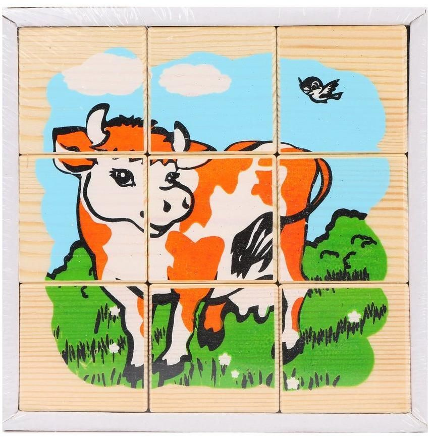 Деревянные кубики Томик "Домашние Животные", 9 штук (4444-3)  #1