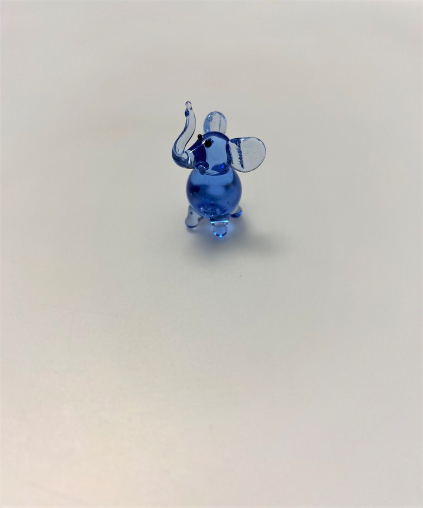 Фигурка из стекла, Слон синий /Слон Волшебник Тим 3 см #1