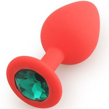 Play Secrets Silicone Butt Plug Medium, красный/темно-зеленый. Средняя анальная пробка, из силикона с #1