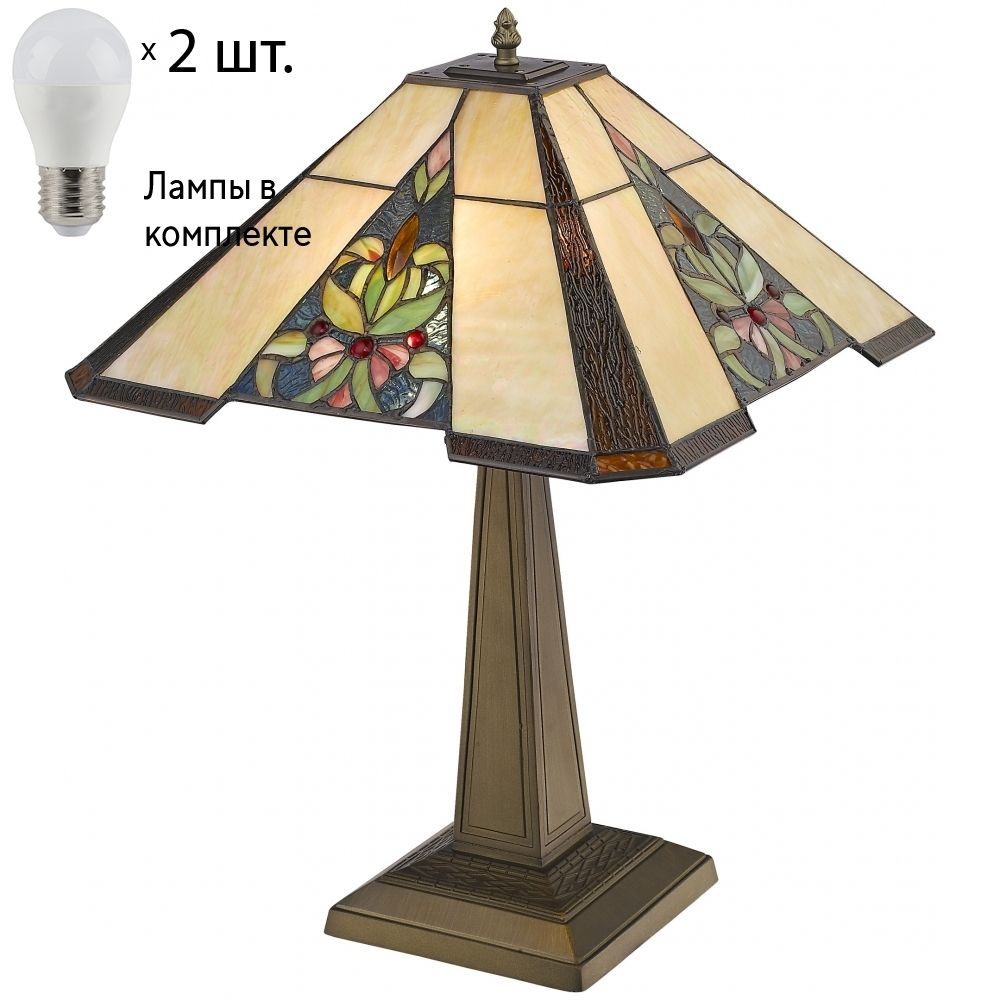 Настольный светильник тиффани с лампочками Velante 845-804-02Lamps E27 P45  #1