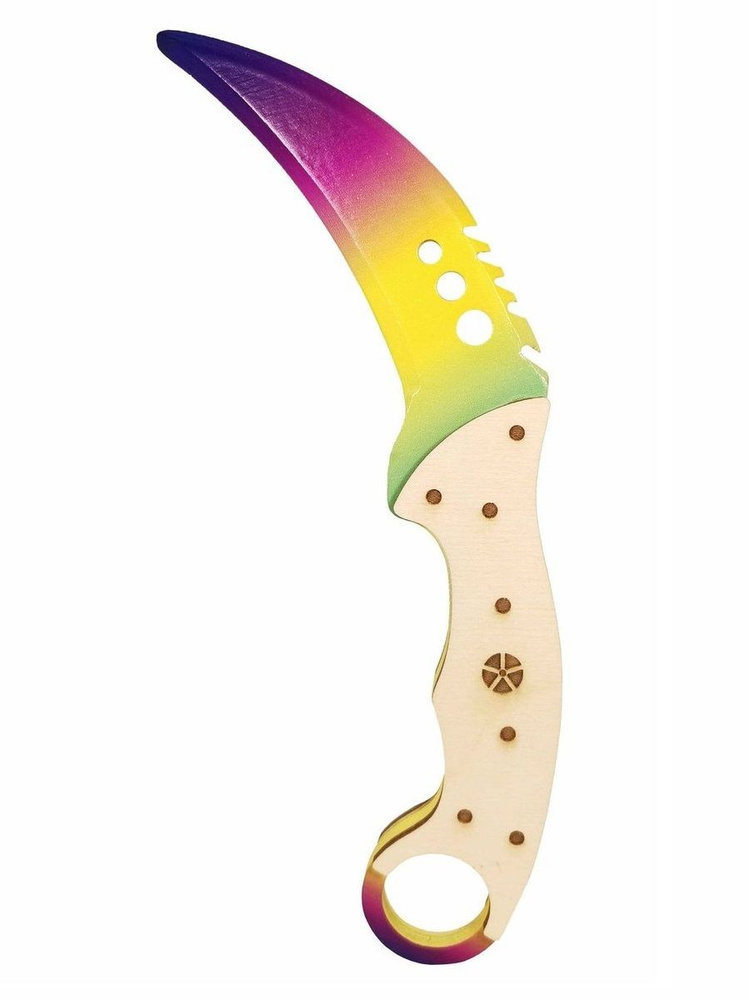 Деревянный нож коготь КС ГО Градиент v2 премиум версия, cs go, детское игрушечное оружие из дерева, тренировочный #1