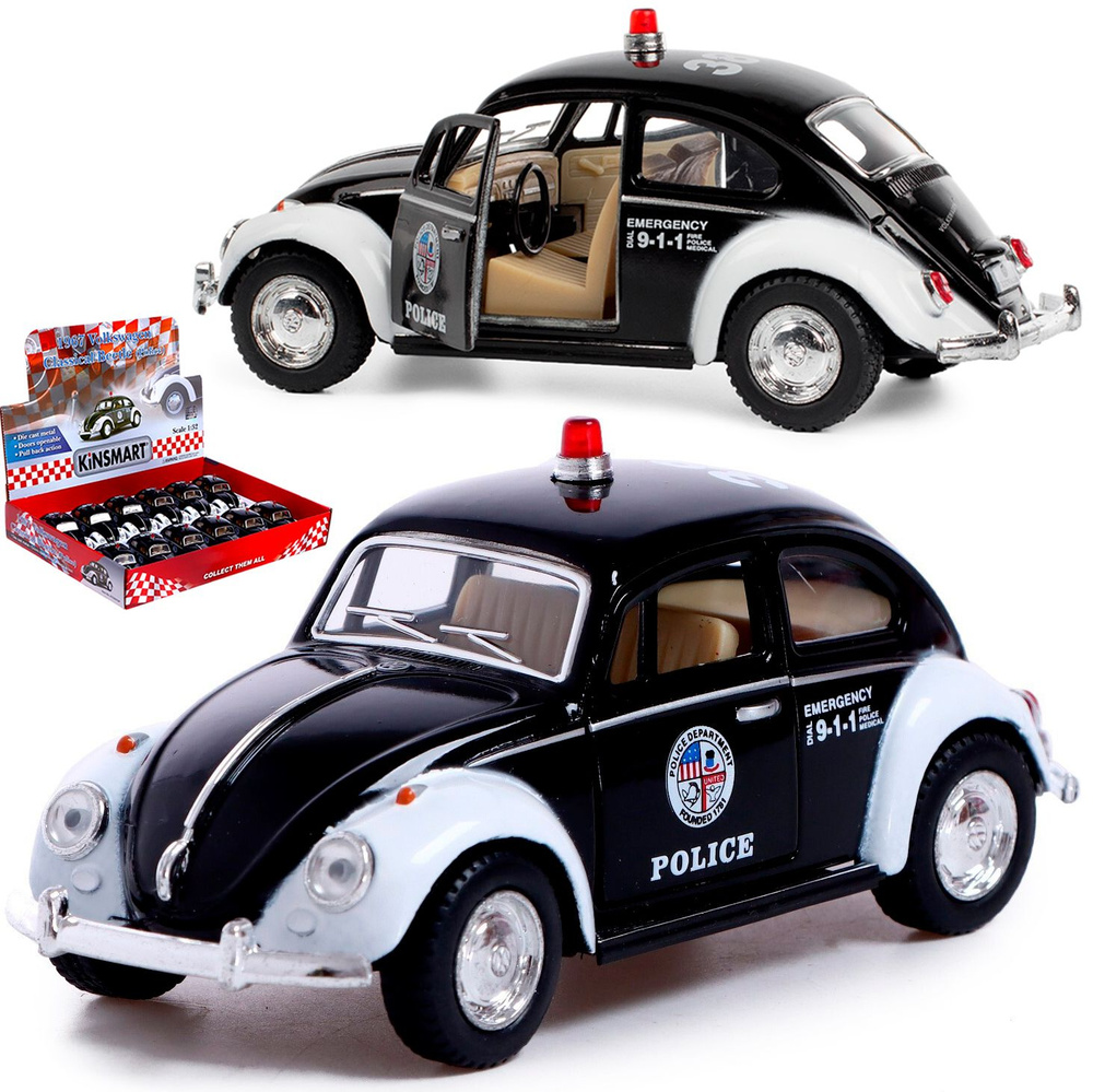 Машинка игрушка металлическая 1967 Volkswagen Classical Beetle Police  (Фольксваген Битл Полицейский) 12.5 см, детская, инерционная - купить с  доставкой по выгодным ценам в интернет-магазине OZON (842078882)