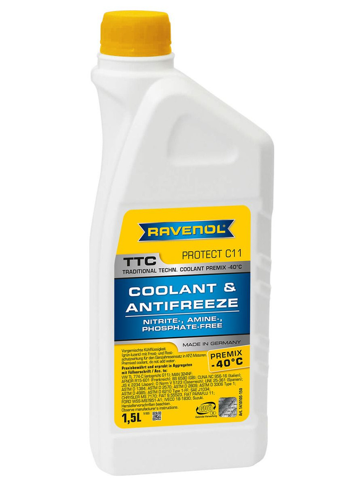 Антифриз RAVENOL TTC Protect C11 Premix -40C (готовый), 1.5 литра #1