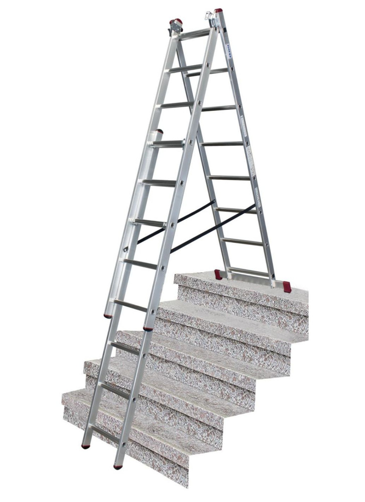 Алюминиевая трехсекционная лестница Krause Corda с функцией лестничных пролетов, 21 (3х7) ступеней, высота #1
