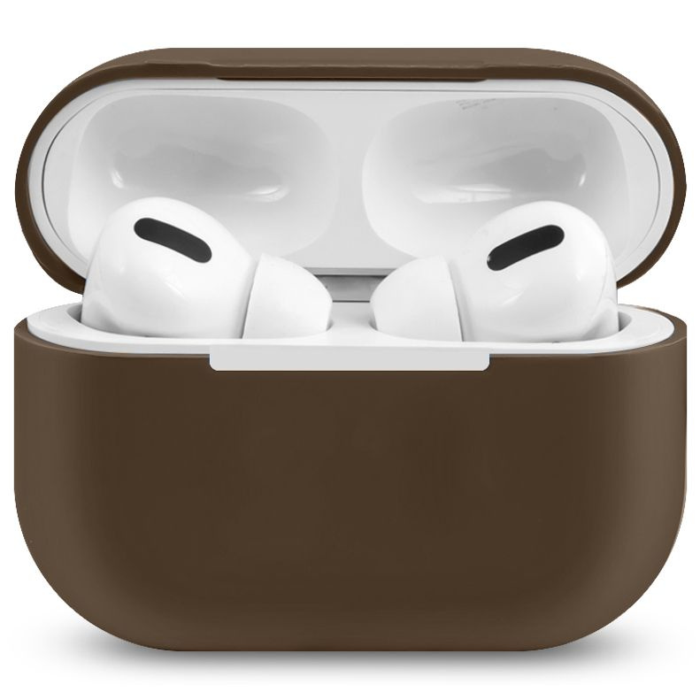 Ультратонкий силиконовый чехол для наушников Apple AirPods Pro / Эпл Аирподс Про / коричневый  #1