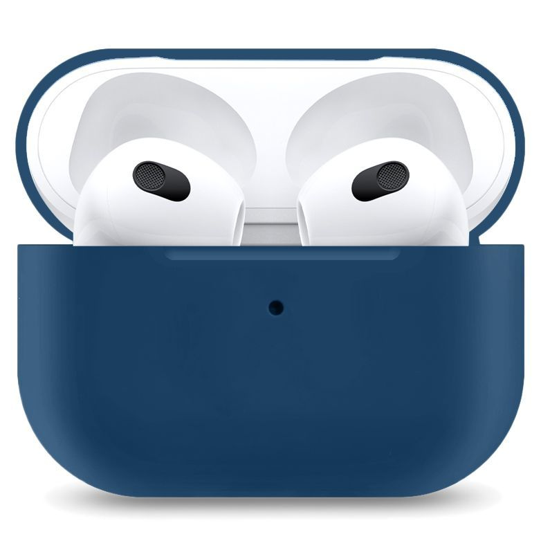 Ультратонкий силиконовый чехол для наушников Apple AirPods 3 / кейс для наушников Эпл Аирподс 3 / тёмно-синий #1