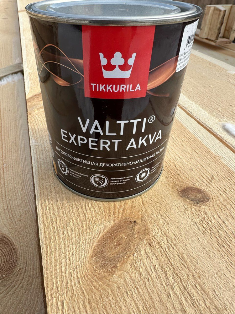TIKKURILA Valtti Expert Akva БЕСЦВЕТНЫЙ (0,9 л), высокоэффективная декоративно-защитная ЛАЗУРЬ (лак + #1