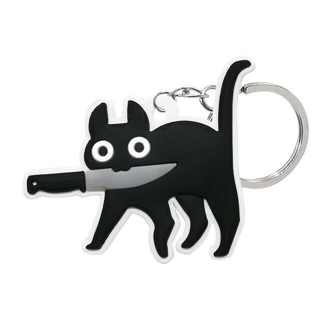 Брелок для ключей Кот с ножом мем #1