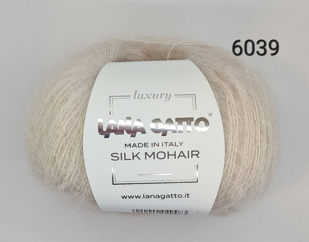 Пряжа Lana Gatto Silk Mohair/ Лана Гатто Силк Мохер /- цвет 6039 - Светло-бежевый - 2 шт.  #1