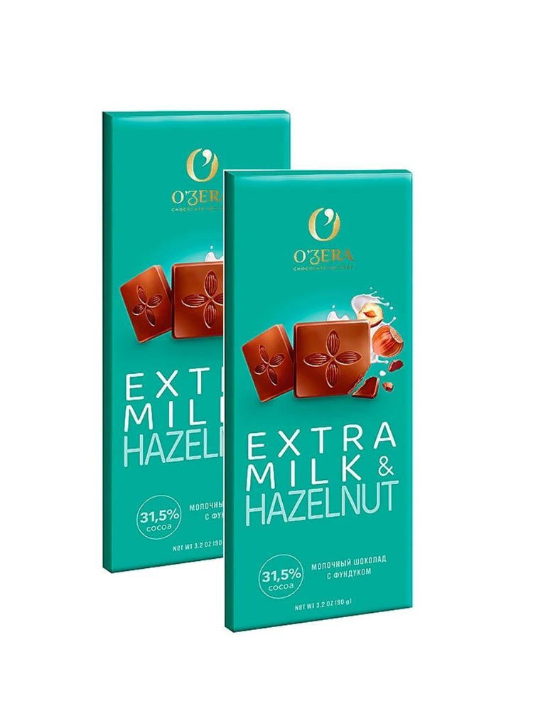 Шоколад молочный OZera Extra milk & Hazelnut КДВ, 2 шт по 90 г #1