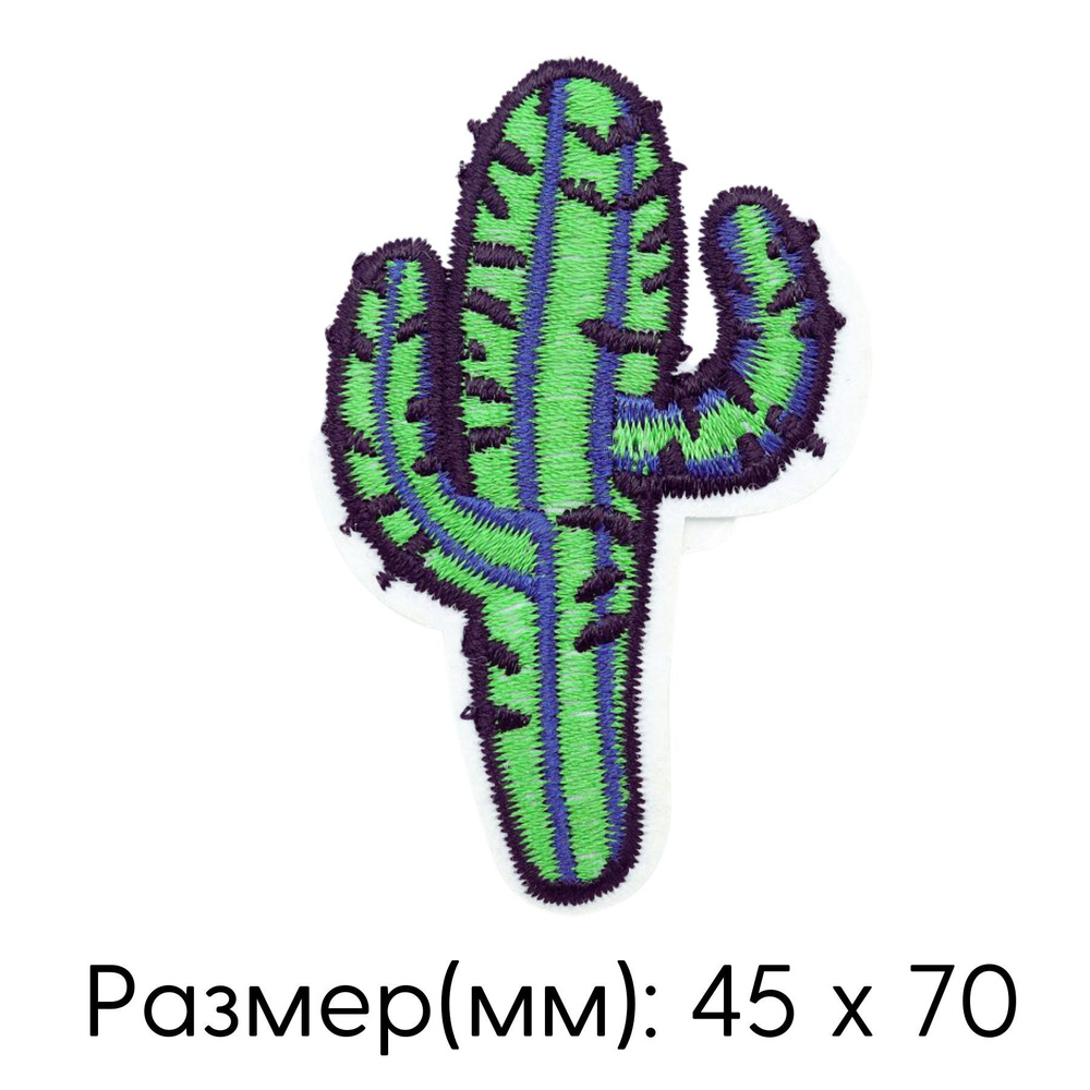 Термоаппликация на одежду, нашивка 4,5х7,0 см "Кактус" #1