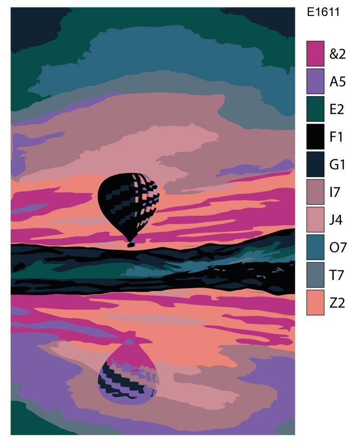 Детская картина по номерам E1611 "Воздушный шар в горах на закате" 20x30  #1