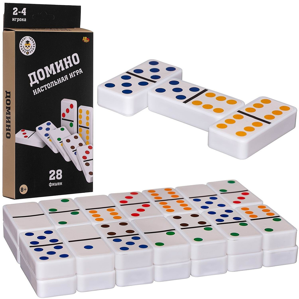 Настольная игра ABtoys Домино, в наборе 28 пластиковых костяшек 10х2,50х20,50 см  #1