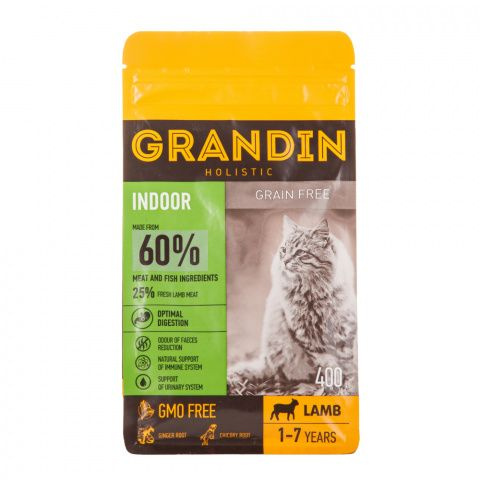 Grandin Indoor Сухой корм для кошек, с ягненком, 1,5 кг #1