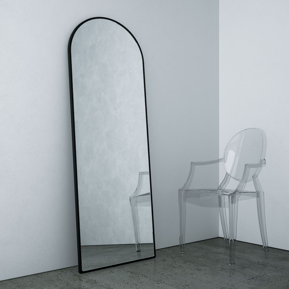 Зеркало напольное/настенное арка в полный рост "Bjorn Arch" 160х60 см в черной матовой раме МДФ  #1