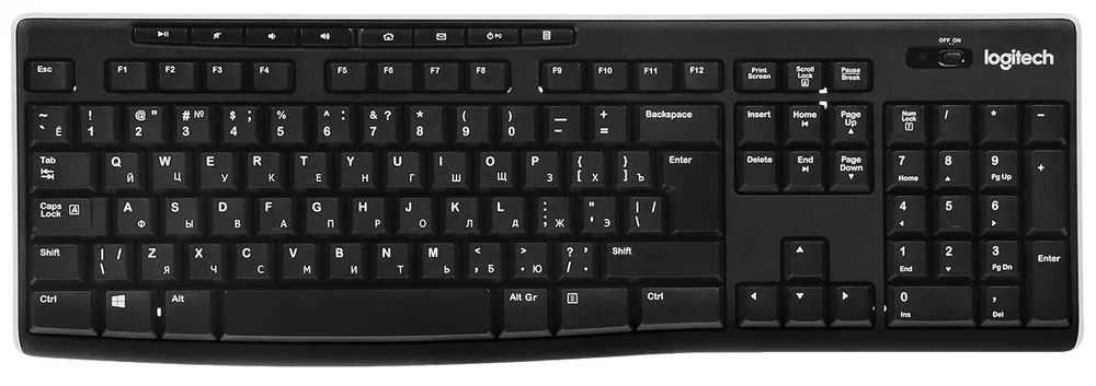 Logitech Клавиатура беспроводная Logitech K270, Русская раскладка, черный  #1