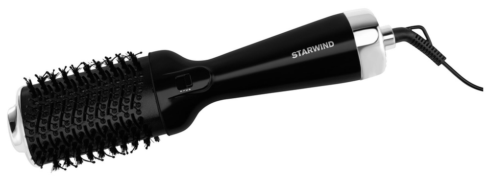 Фен-щетка Starwind 1200Вт, 2 скорости, 3 температурных режима, черный, серебристый  #1