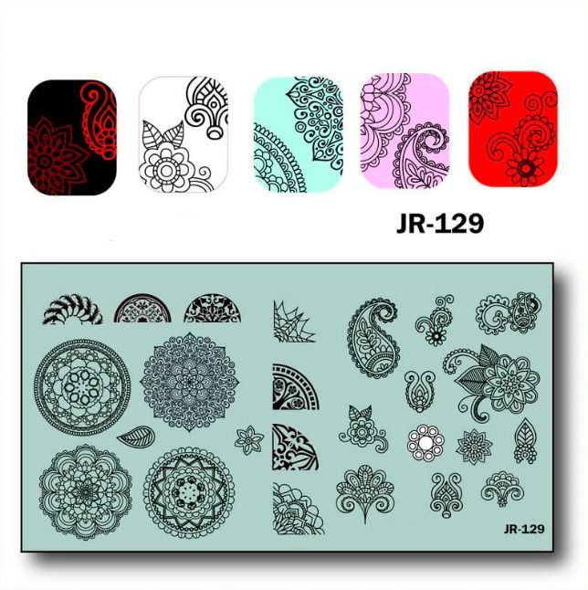 Пластина для стемпинга, для дизайна ногтей JR-129, 12*6 см #1