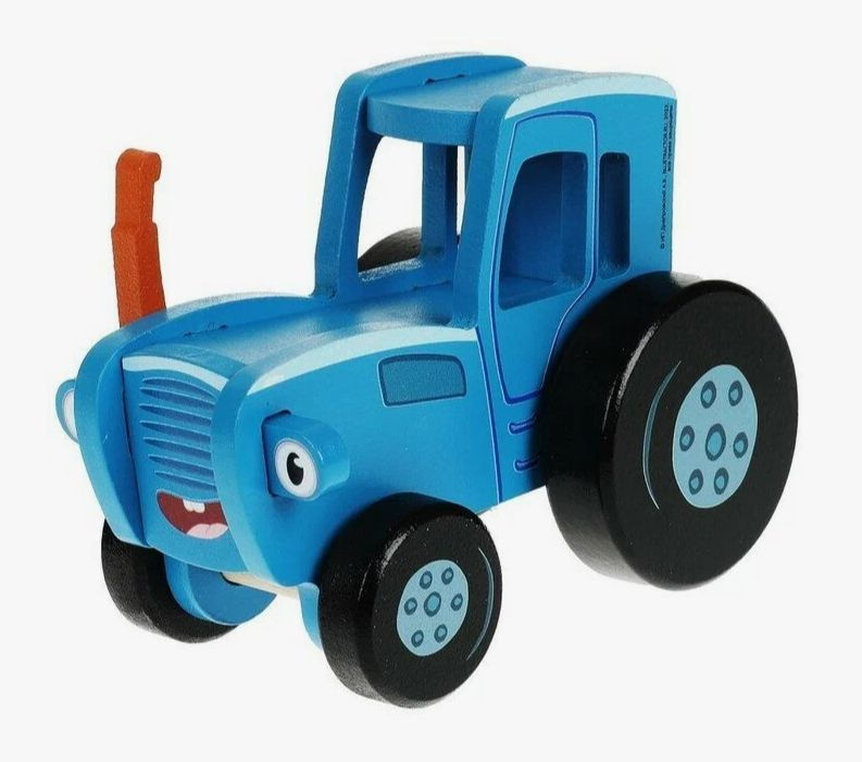 Игрушка деревянная Каталка Синий трактор, 12 см #1