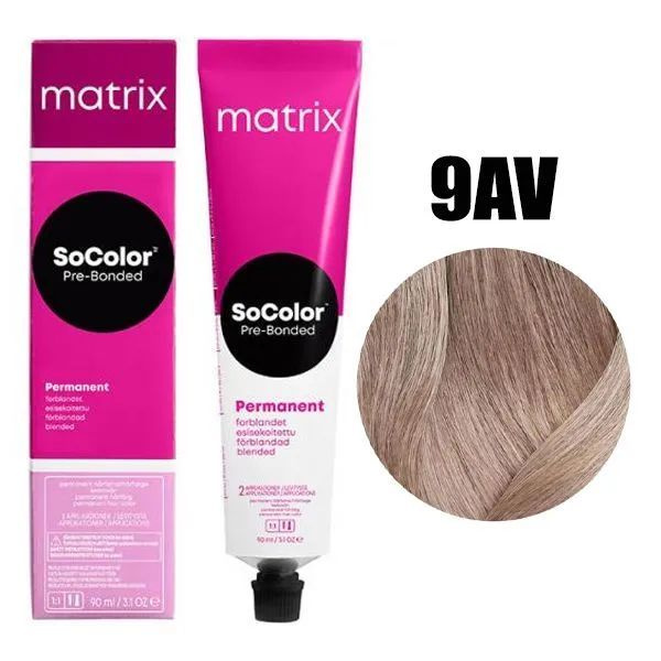 Matrix Перманентная краска для волос с бондером SoColor Pre-Bonded, 9AV (9.12) блондин пепельно-перламутровый, #1