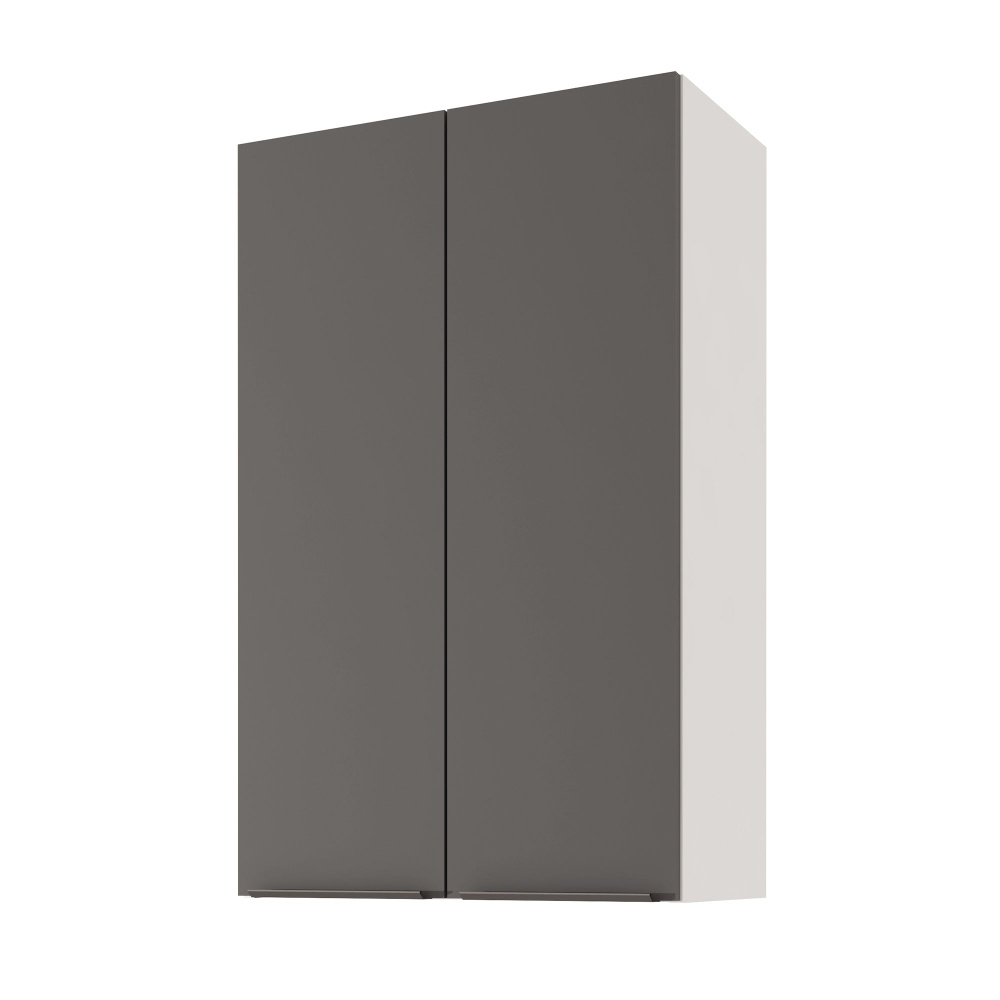 Кухонный модуль навесной LeoLana COLOR, распашной, высокий, 2-х дверный, Черный графит/Белый, 60х31,2х96 #1