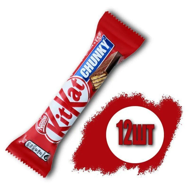 Шоколадный Батончик KitKat Chunky Nestle/Кит Кат Хрустящий Вафельный Батончик 12шт х 38гр/Хрустящая Вафля #1