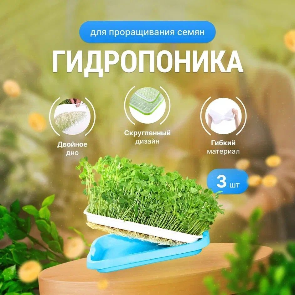 Проращиватель семян / Лоток для проращивания микрозелени Синий - 3 штуки / Гидропоника  #1