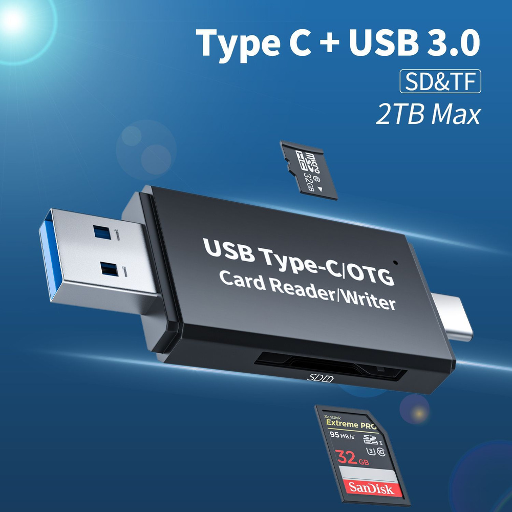 USB 3.0 Картридер USB C OTG micro sd Type c Картридер для телефон, ПК, ноутбук, компьютербыстрая передача #1